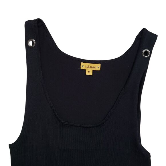 Anthropologie Lulumari Dress Womens Medium Black Gray 100% Cotton Y2K - Picture 4 of 11